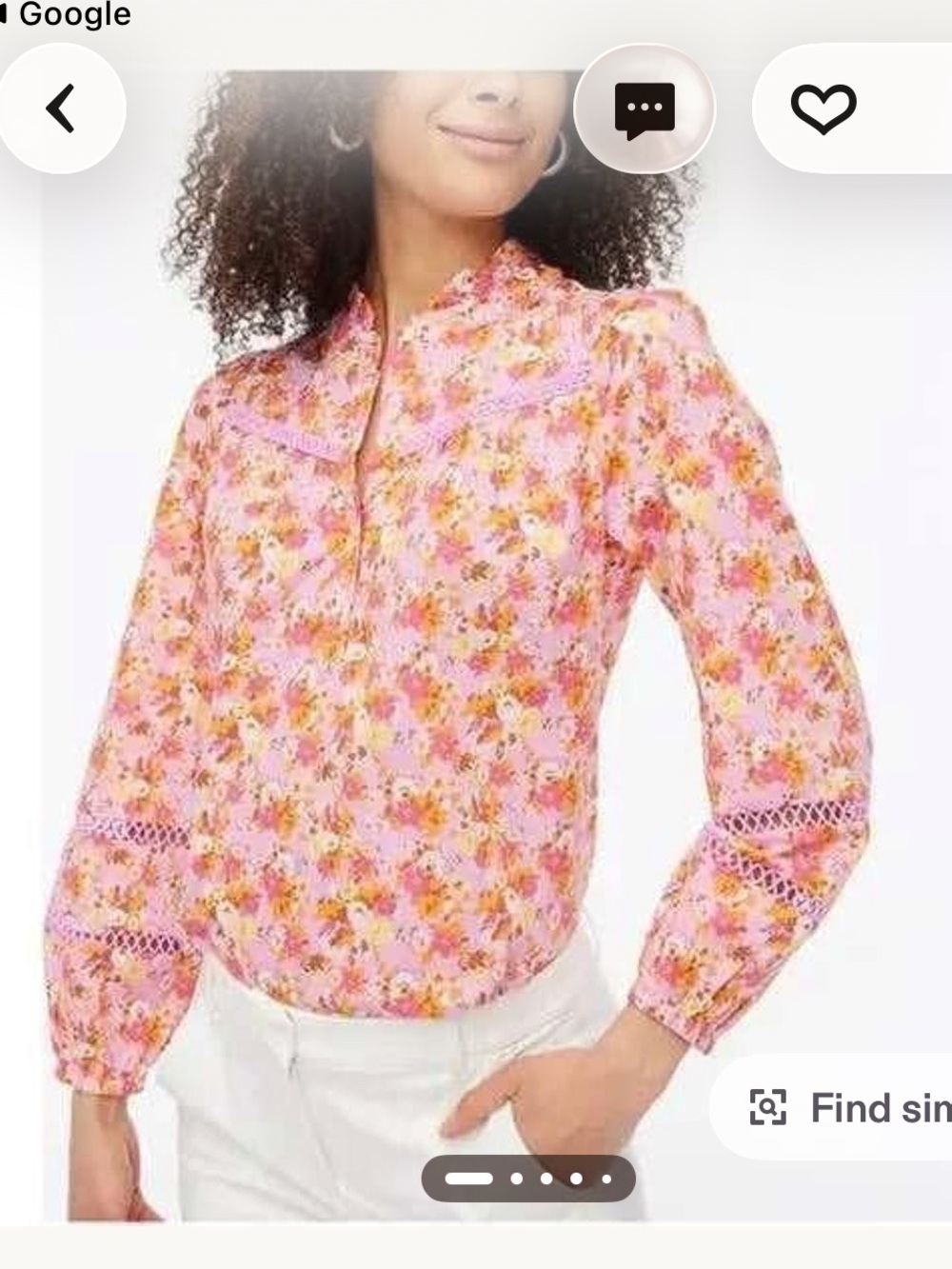 J. Crew Pink Floral Cotton Voile Blouse with Lace Insets